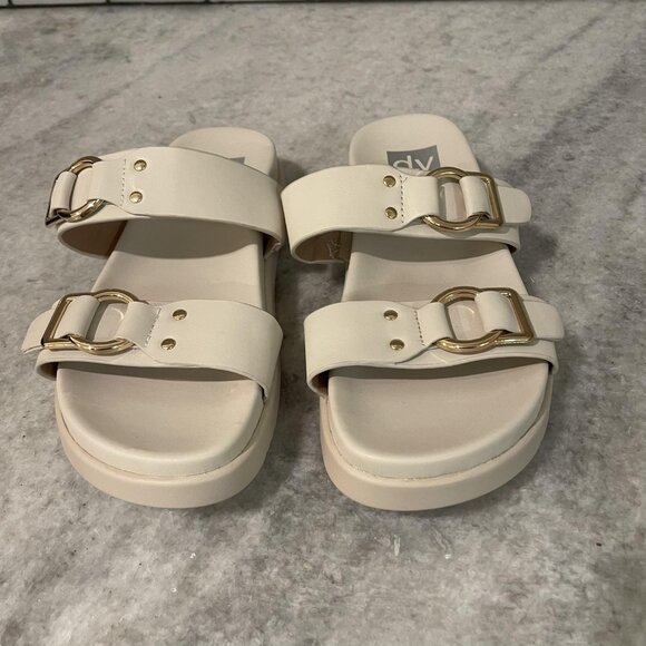 Dolce Vita Sandals Shoes Womens Size 8 Cream Unique Strap Buckle Slide NWOB - Picture 2 of 9